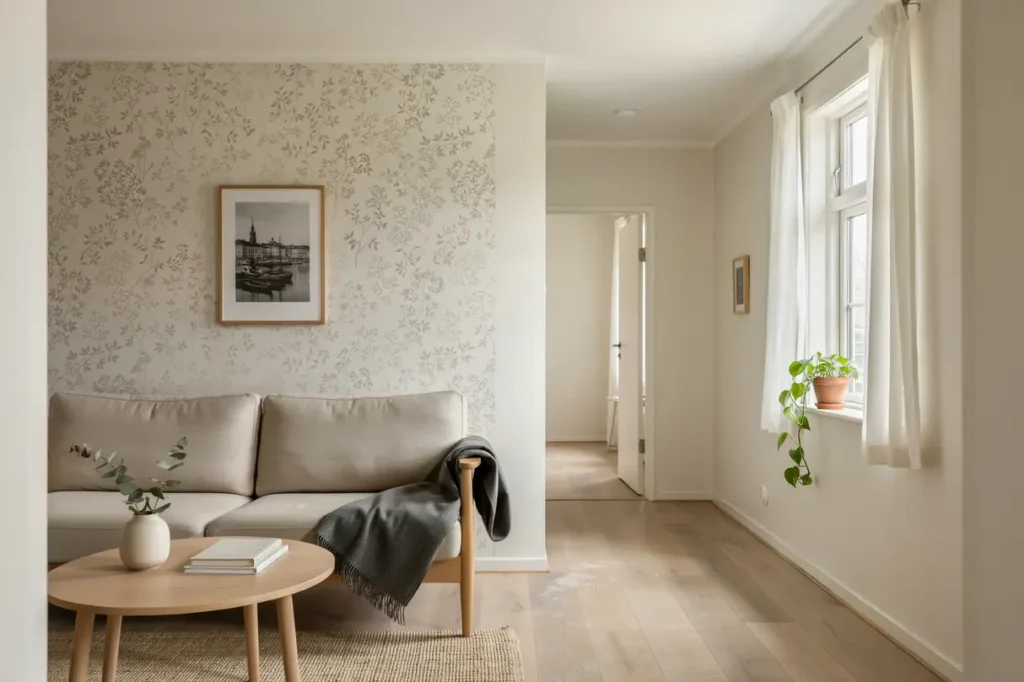 ytskiktsrenovering med spackling och tapetsering i l genhet i limhamn malm